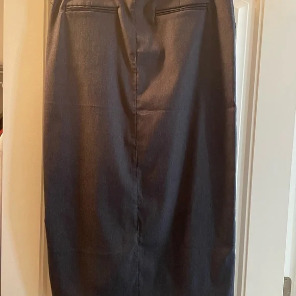 Nicole Miller Jean Blue Stretch Midi Pencil Skirt with Slit - Picture 2 of 3